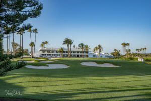 Front view of the 18th hole of the Real Club de Golf de Sotogrande Spain.